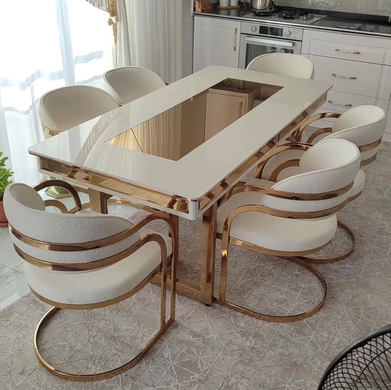 Dining area interior design with custom furniture