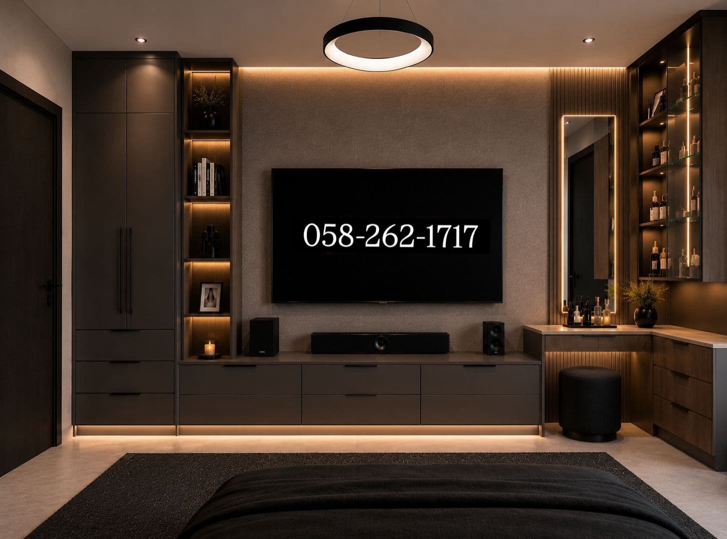 Apartment living room TV unit after renovation